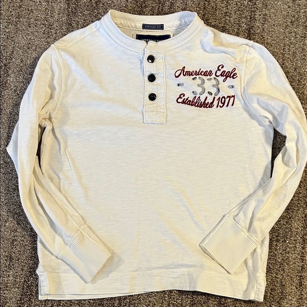American Eagle Outfitters Men’s White Henley Shirt
